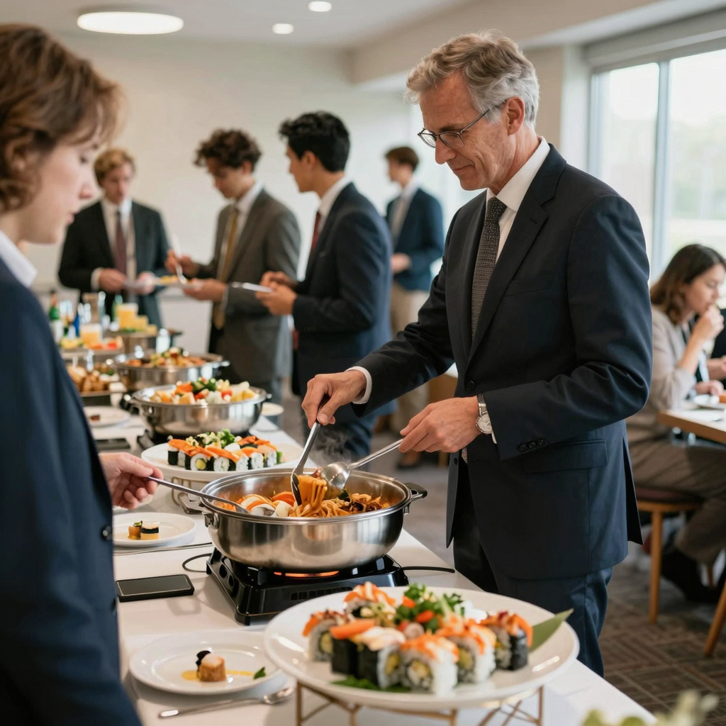 Catering service at a business event