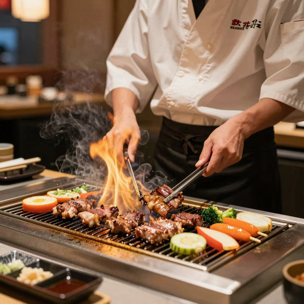 Hibachi Grill in Action